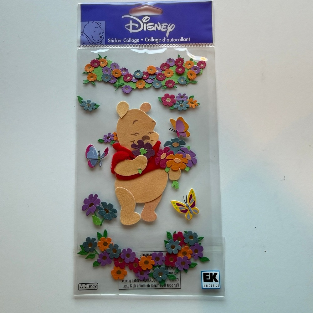 Disney Winnie the Pooh Flowers 3D Sticker Collage EK Success Jolee Boutique NEW